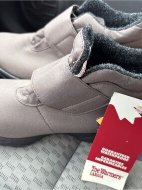 Toe Warmers Canada Taupe Slip-On Winter Booties
